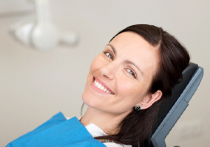 A woman in the dental chair 