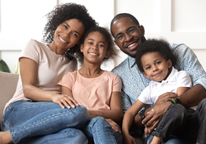 Happy family on the couch  