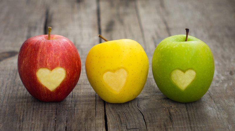 Hearts and apples.